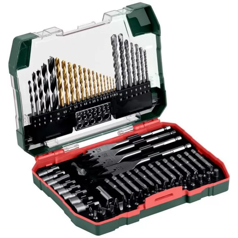 Conjunto de 86 brocas e pontas de aparafusar Metabo 626708000 em mala
