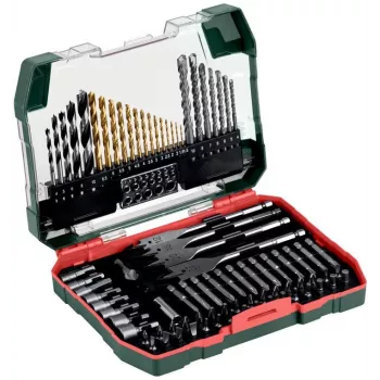 Conjunto de 86 brocas e pontas de aparafusar Metabo 626708000 em mala