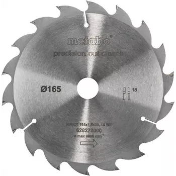 Metabo Classic Disco de serra circular 165mm x 20mm furo, 18 dentes, ATB, com pastilhas de metal duro, para madeira