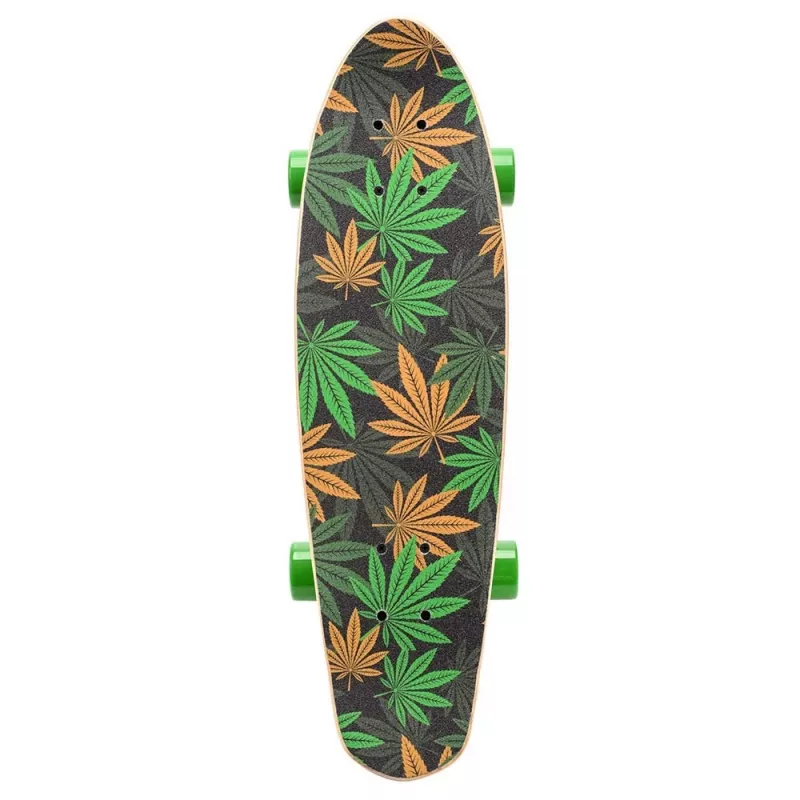 Skateboard mini cruiser Meteor Cannabis verde-castanho-laranja 22 polegadas