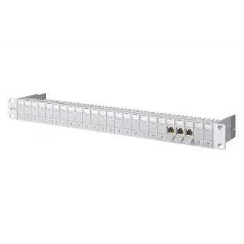 Patch panel METZ CONNECT 130920-E 1U 24 portas, angular 90°, vazio, cinzento-claro 130920-E-90