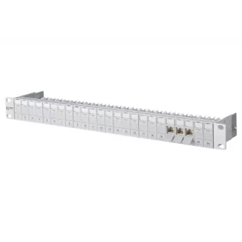 Patch panel blindado METZ CONNECT 130B11P0-E Cat6a 24 portas, montagem em rack 1U, IDC sem ferramentas, T568A/B, 500 MHz, PoE+ 130B11P0-E-90