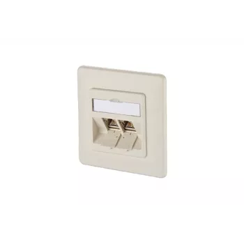 Tomada de rede METZ CONNECT BTR E-DAT modul 8/8(8) UP encastrar CAT 6, 2 x RJ45, branco pérola RAL 1013 1309121001-E