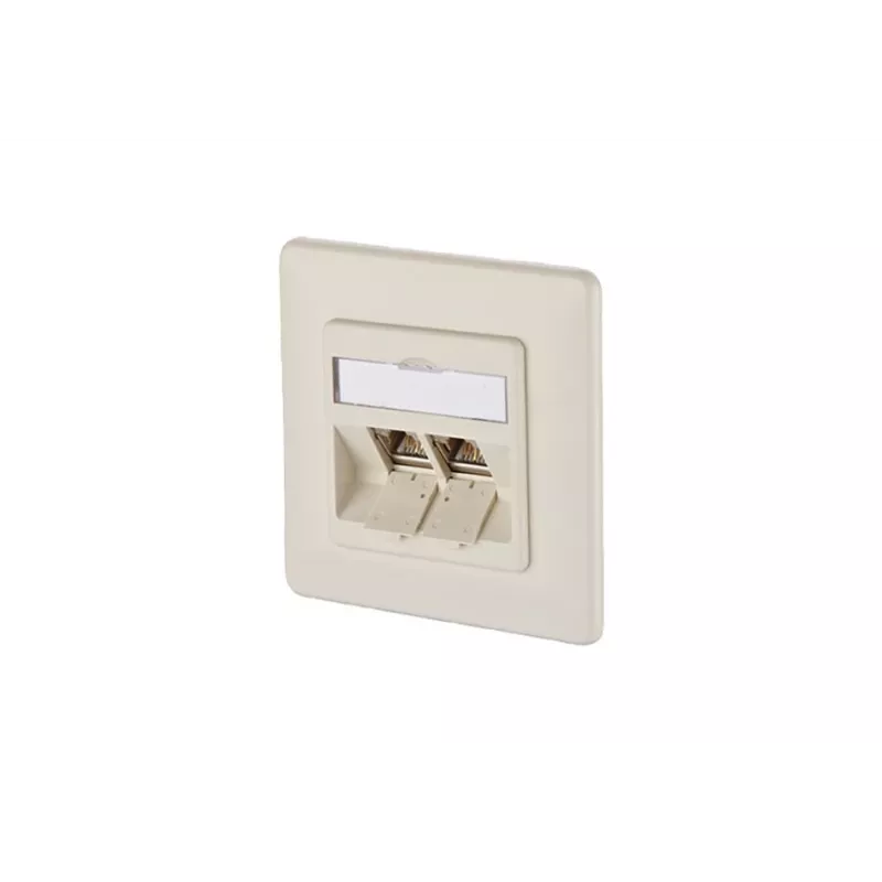 Tomada de rede METZ CONNECT BTR E-DAT modul 8/8(8) UP encastrar CAT 6, 2 x RJ45, branco pérola RAL 1013 1309121001-E