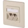 Tomada de rede METZ CONNECT BTR E-DAT modul 8/8(8) UP encastrar CAT 6, 2 x RJ45, branco pérola RAL 1013 1309121001-E