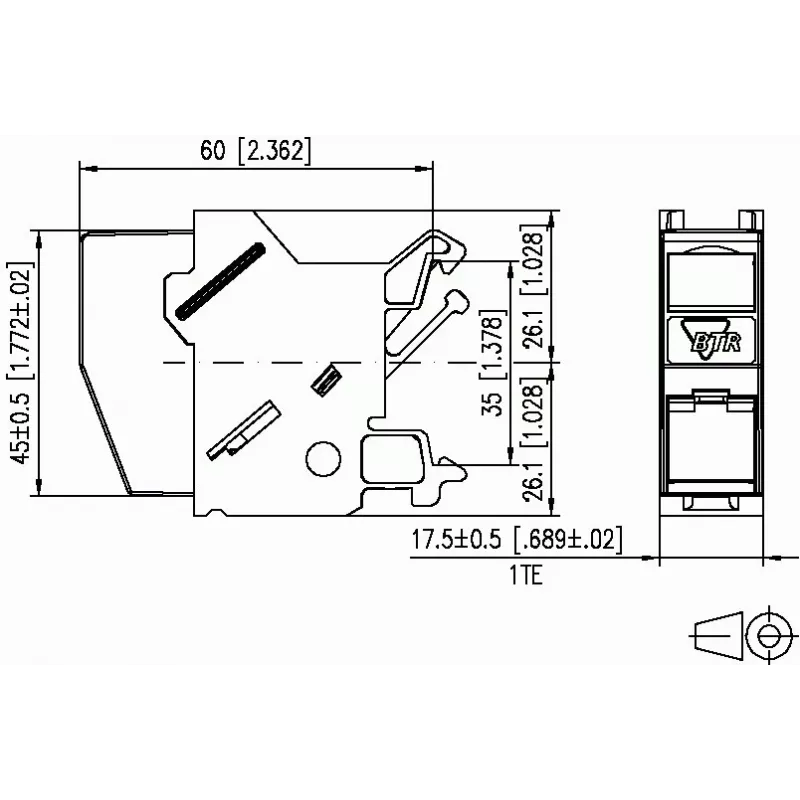 Módulo METZ CONNECT BTR E-DAT REG 8(8) IP20 vazio - caixa de módulo de dados para calha DIN, 1TE, cinzento-claro