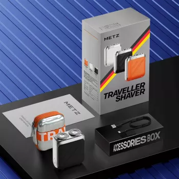 Máquina de barbear Metz Traveller, laranja