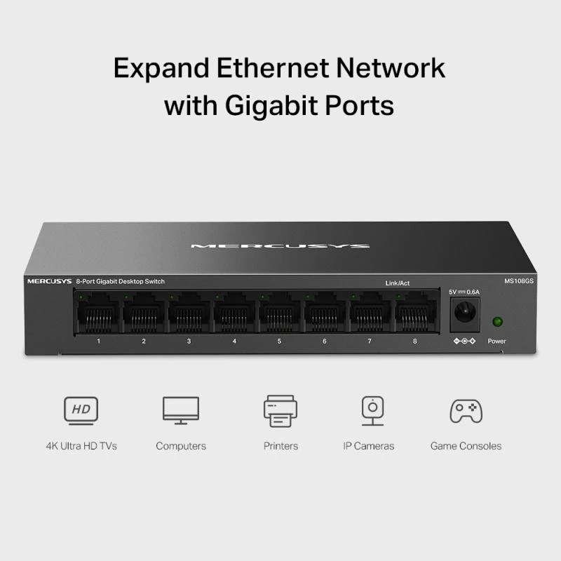 Switch de secretária Gigabit de 8 portas MEU Mercusys MS108G