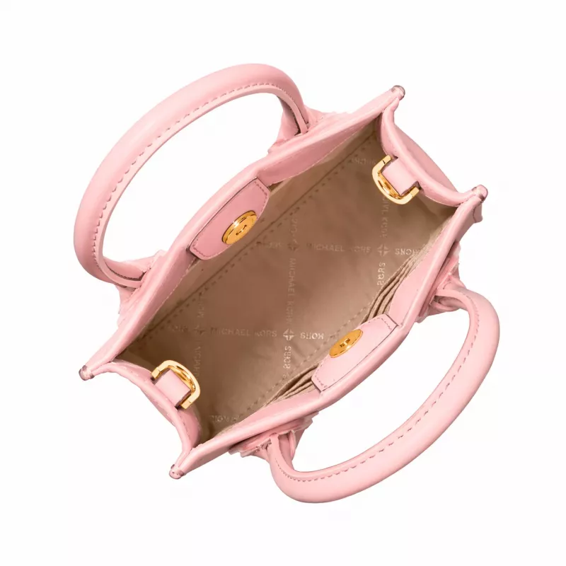 Michael Kore Bolsa crossbody de mulher Ginny em couro saffiano, Powder Blush, 15x17x6 cm