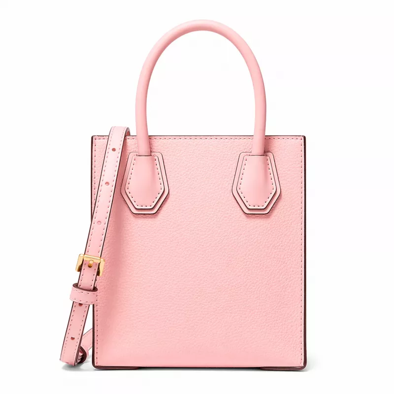 Michael Kore Bolsa crossbody de mulher Ginny em couro saffiano, Powder Blush, 15x17x6 cm