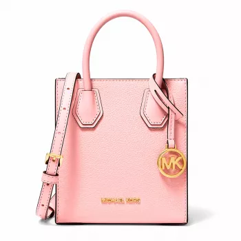 Michael Kore Bolsa crossbody de mulher Ginny em couro saffiano, Powder Blush, 15x17x6 cm