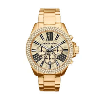 Relógio cronógrafo de mulher Michael Kors Bradshaw em aço inoxidável cor ouro rosa MK6095