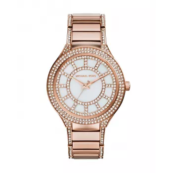 Relógio Michael Kors Darci de mulher aço inoxidável tom ouro rosa MK3313