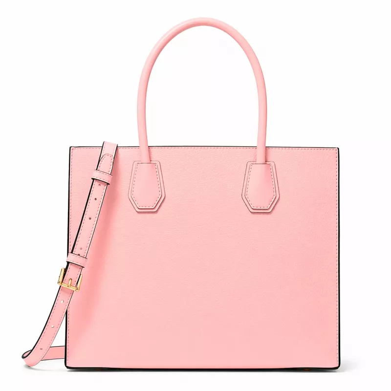 Mala transversal Michael Kors Greenwich Satchel para mulher, Powder Blush, pele Saffiano, 32x26x14 cm
