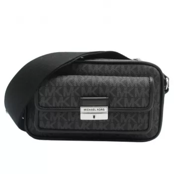 Mala transversal Michael Kors Jet Set preta lona revestida Signature 35R5S2BC0BBLA