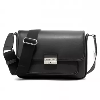 Michael Kors Jet Set saco crossbody preto com logotipo impresso em tela revestida