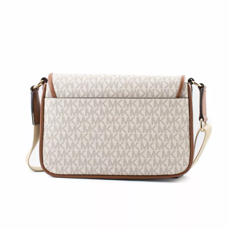 Michael Kors Jet Set Mala transversal Vanilla com logótipo impresso em tela revestida 35R5G2BM8BVAN