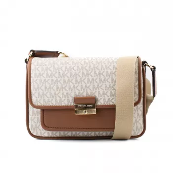 Michael Kors Jet Set Mala transversal Vanilla com logótipo impresso em tela revestida 35R5G2BM8BVAN