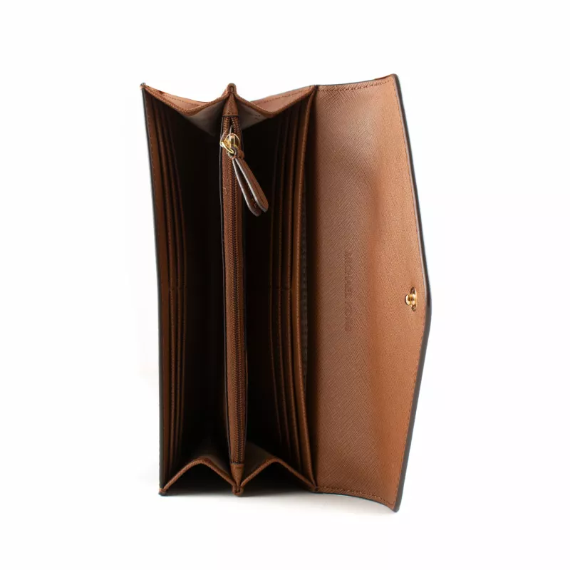 Mala de ombro Michael Kors Jet Set Travel castanha em lona revestida com assinatura 35F3GTVE7BBRO