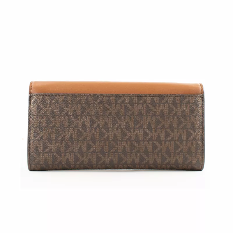 Mala de ombro Michael Kors Jet Set Travel castanha em lona revestida com assinatura 35F3GTVE7BBRO
