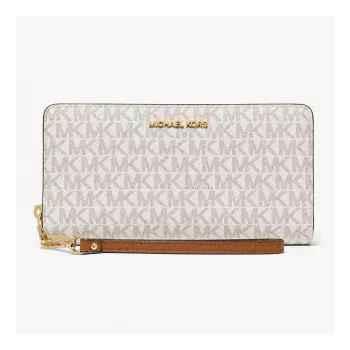 MICHAEL KORS Carteira continental Jet Set Travel 35S6GTVE9BVAN em lona revestida Vanilla