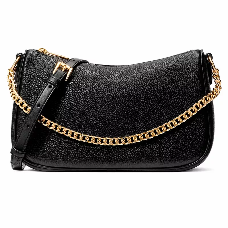 Saco crossbody Michael Kors Jet Set Travel 35F4G1QC6LBLA preto pele Saffiano