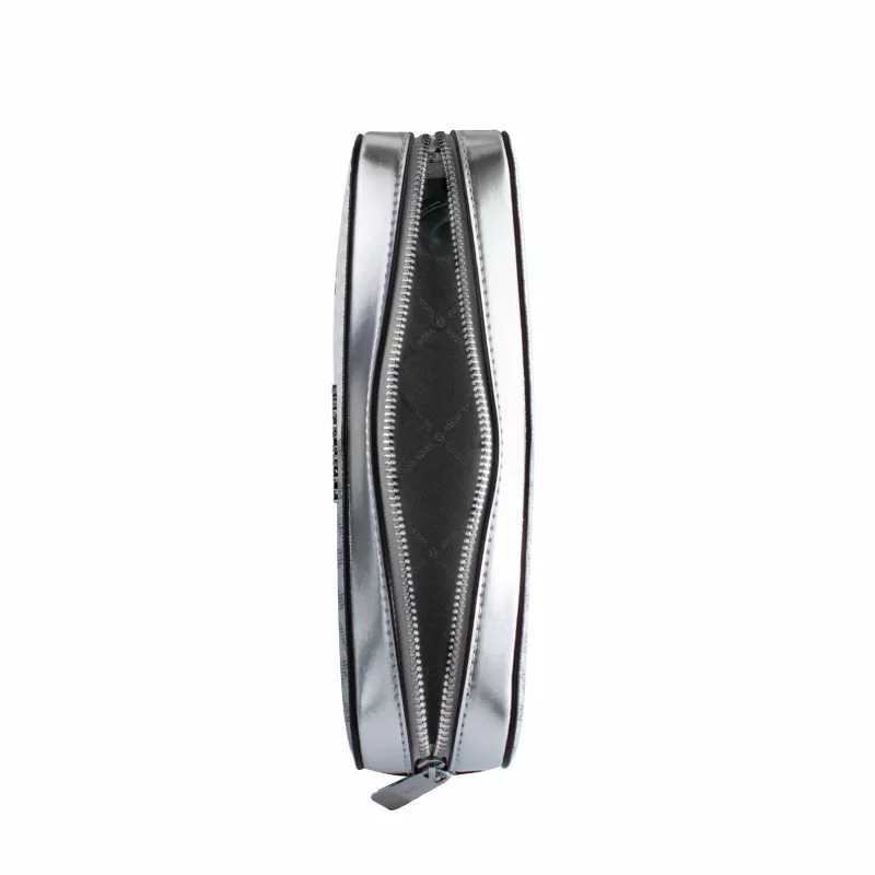 Mala crossbody Michael Kors Jet Set Travel 35F5STTC9YSIL prateada lona revestida com assinatura