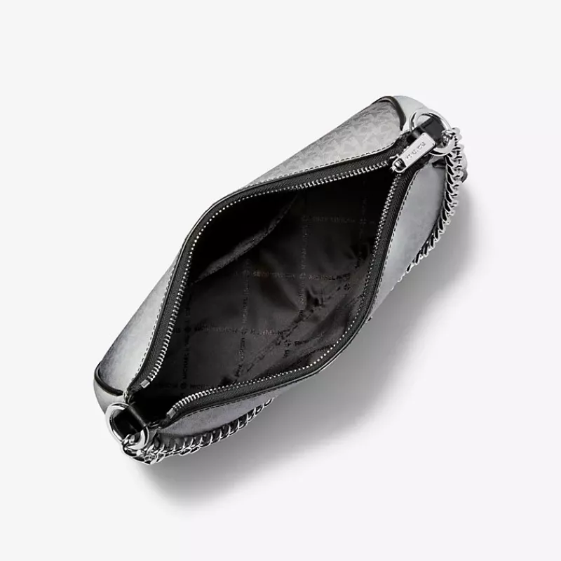 Mala crossbody Michael Kors Jet Set Travel preta Signature lona revestida