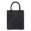Mala transversal Michael Kors Jet Set Travel, preta, tela revestida com assinatura e detalhes em pele, ferragens douradas, 15 cm x 17 cm x 6 cm