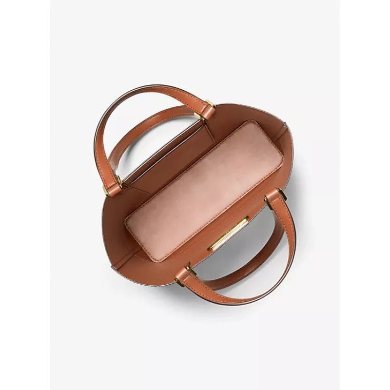 Mala transversal Michael Kors Jet Set Travel Luggage Brown pele Saffiano 35S4GX9T1BLUG