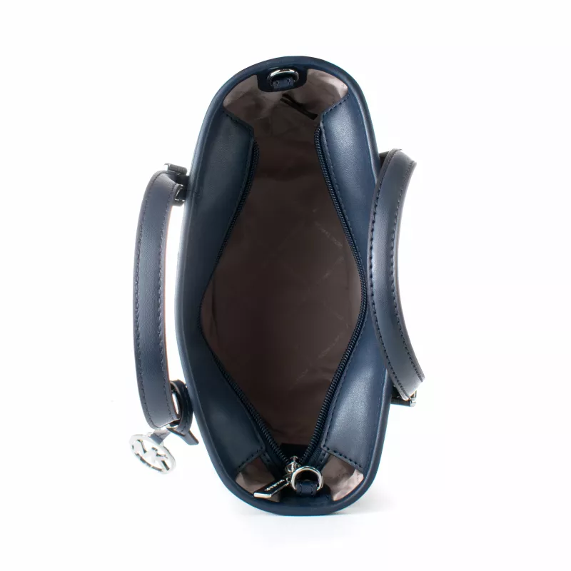 Saco de ombro Michael Kors Jet Set Travel Crossbody Bag Navy Blue Signature Coated Canvas