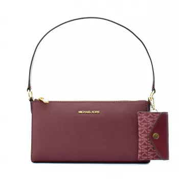 Mala crossbody Michael Kors Jet Set Travel Oxblood pele Saffiano 26x14x7 cm