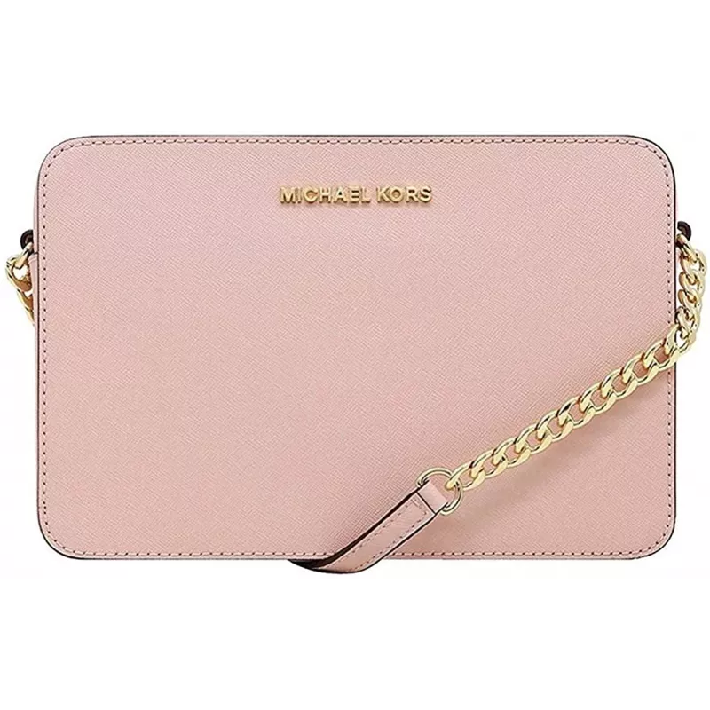 Saco de ombro Michael Kors Jet Set Travel couro saffiano Powder Blush 35T8GTTC9LPWB