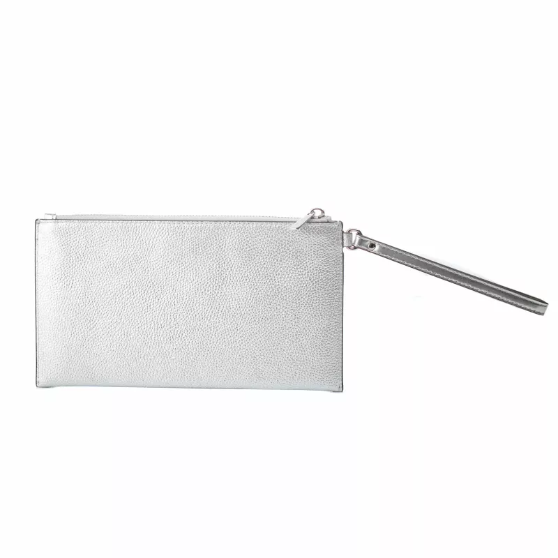 Michael Kors Jet Set Travel Mala transversal prata pele Saffiano 35F4STVW3LSIL