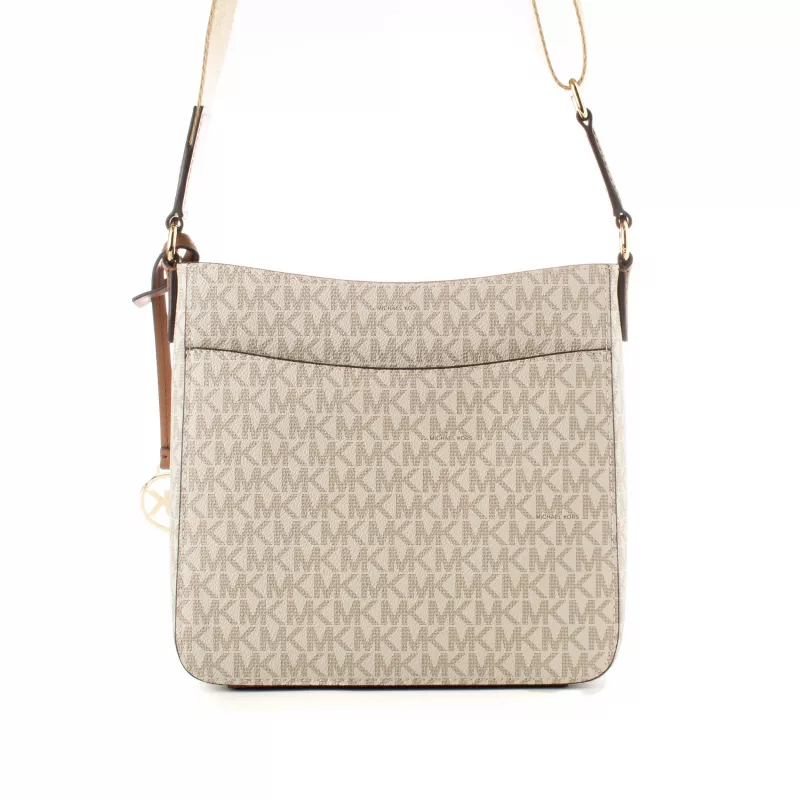 Mala crossbody Michael Kors Jet Set Travel vanilla lona revestida com assinatura 22x20x7 cm
