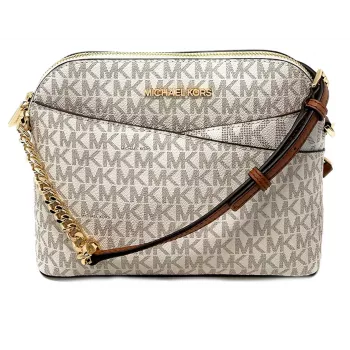 Michael Kors Mala crossbody Jet Set Travel Vanilla Signature Coated Canvas Gold-Tone Hardware 35F1GTVC6B