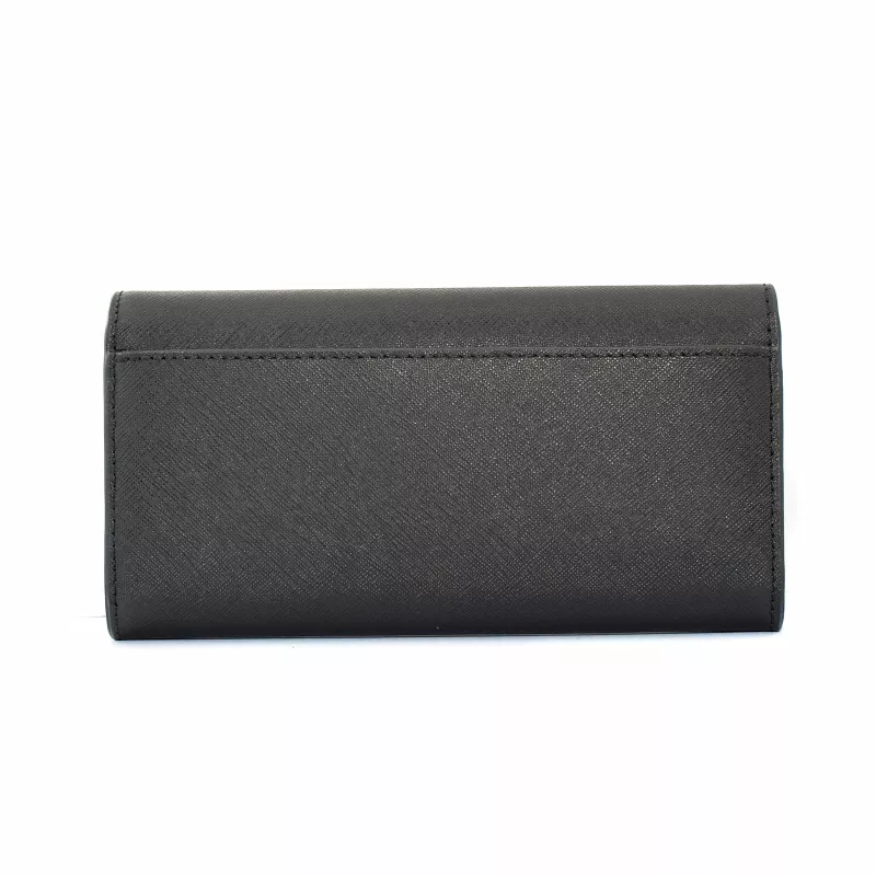 Michael Kors Jet Set Travel carteira continental grande com fecho de correr saffiano pele preto tons dourados