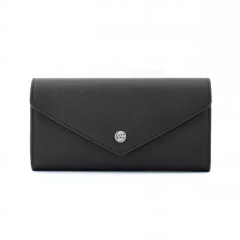 Michael Kors Jet Set Travel carteira continental grande com fecho de correr saffiano pele preto tons dourados