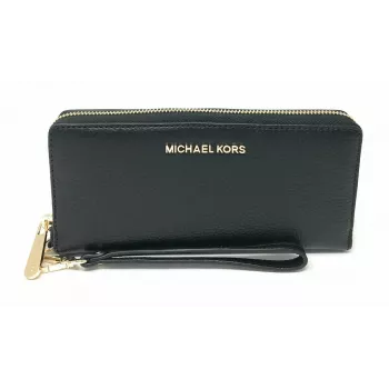Mala de mão mini Michael Kors Jet Set Travel em pele Saffiano preta ferragens tom dourado 35T7GTVE7LBCK