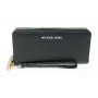 Mala de mão mini Michael Kors Jet Set Travel em pele Saffiano preta ferragens tom dourado 35T7GTVE7LBCK