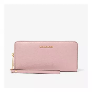 Carteira de pulso Michael Kors Jet Set Travel Powder Blush em pele Saffiano