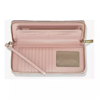 MICHAEL KORS Jet Set Travel Powder Blush bolsa de pulso de couro saffiano 35R4GTVT3VPOW