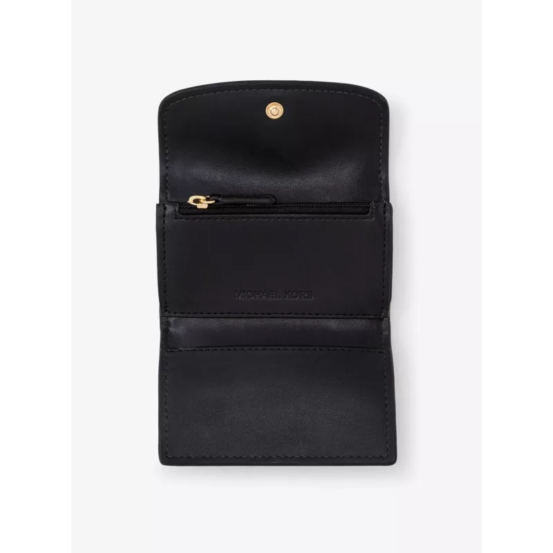 Porta-cartões com porta-moedas Michael Kors Jet Set Travel pele Saffiano preto tom dourado