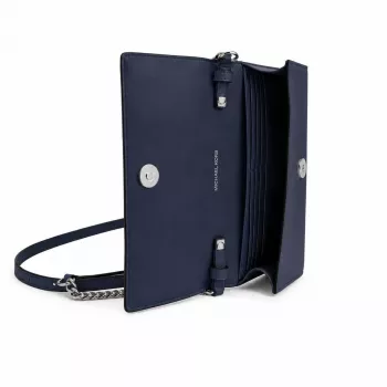 MICHAEL KORS Jet Set Travel Mala de ombro em pele Saffiano azul-marinho