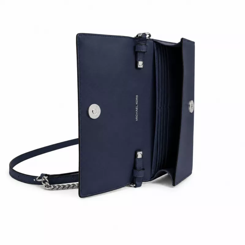 MICHAEL KORS Jet Set Travel Mala de ombro em pele Saffiano azul-marinho