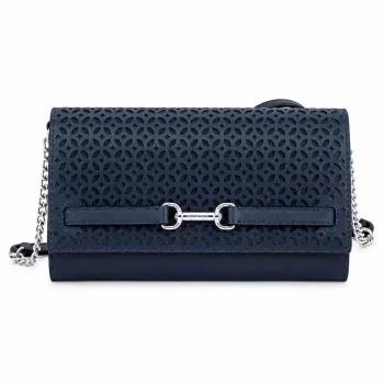 MICHAEL KORS Jet Set Travel Mala de ombro em pele Saffiano azul-marinho