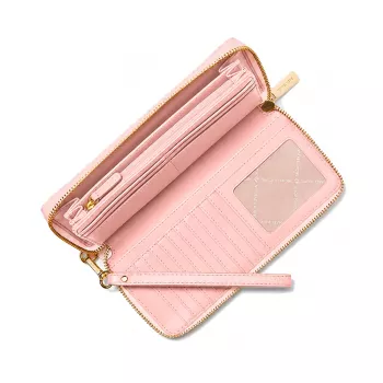 MICHAEL KORS Jet Set Travel bolsa multifunções plana de couro saffiano em Powder Blush (35S6GTVE9LPOW)