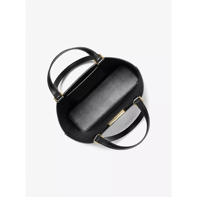 Mala de ombro Michael Kors Jet Set Travel pele Saffiano preta 35S4GX9T1BBLA