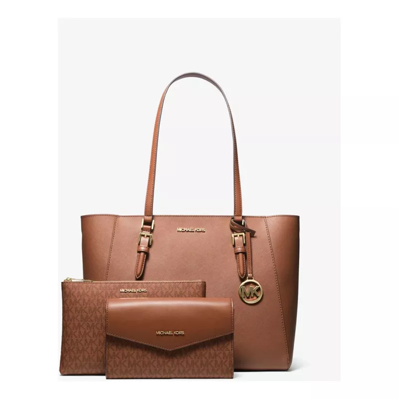 MICHAEL KORS Jet Set Travel Conjunto de saco tote em pele Saffiano - Bagagem - Mulher 35R3GCFT3TLUG (33x28x12cm)