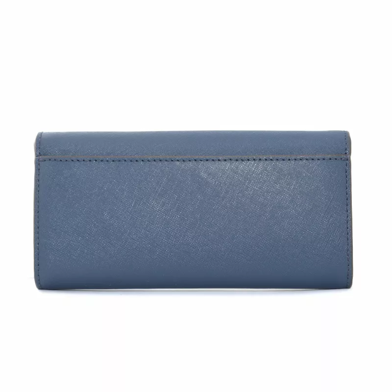 Michael Kors Carteira de pulso em pele Saffiano Jet Set Travel em azul-marinho com ferragens em tom dourado
